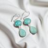 Rare Amazonite Gemstone 925 Sterling Silver Jewelry Handmade Hook Earrings 1.88" EE-73-15