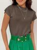 Women's Mock Neck Short Sleeve Knit Sweater Slim Fit Summer Casual Pullover Top
