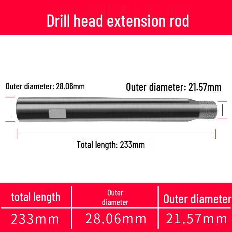 Extended Diamond Core Drill Bit Rod, 100mm-1m, for Drilling Machines