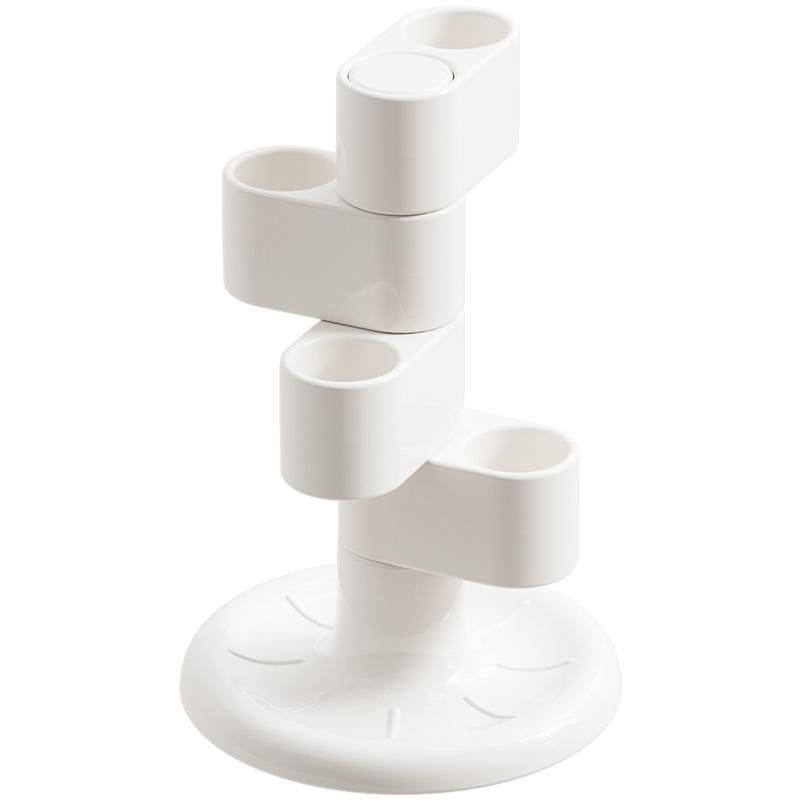 Rotating Toothbrush Holder Countertop Organizer Toothpaste Caddy Vanity Makeup Brush Storage Portable Toothbrush Holder белый