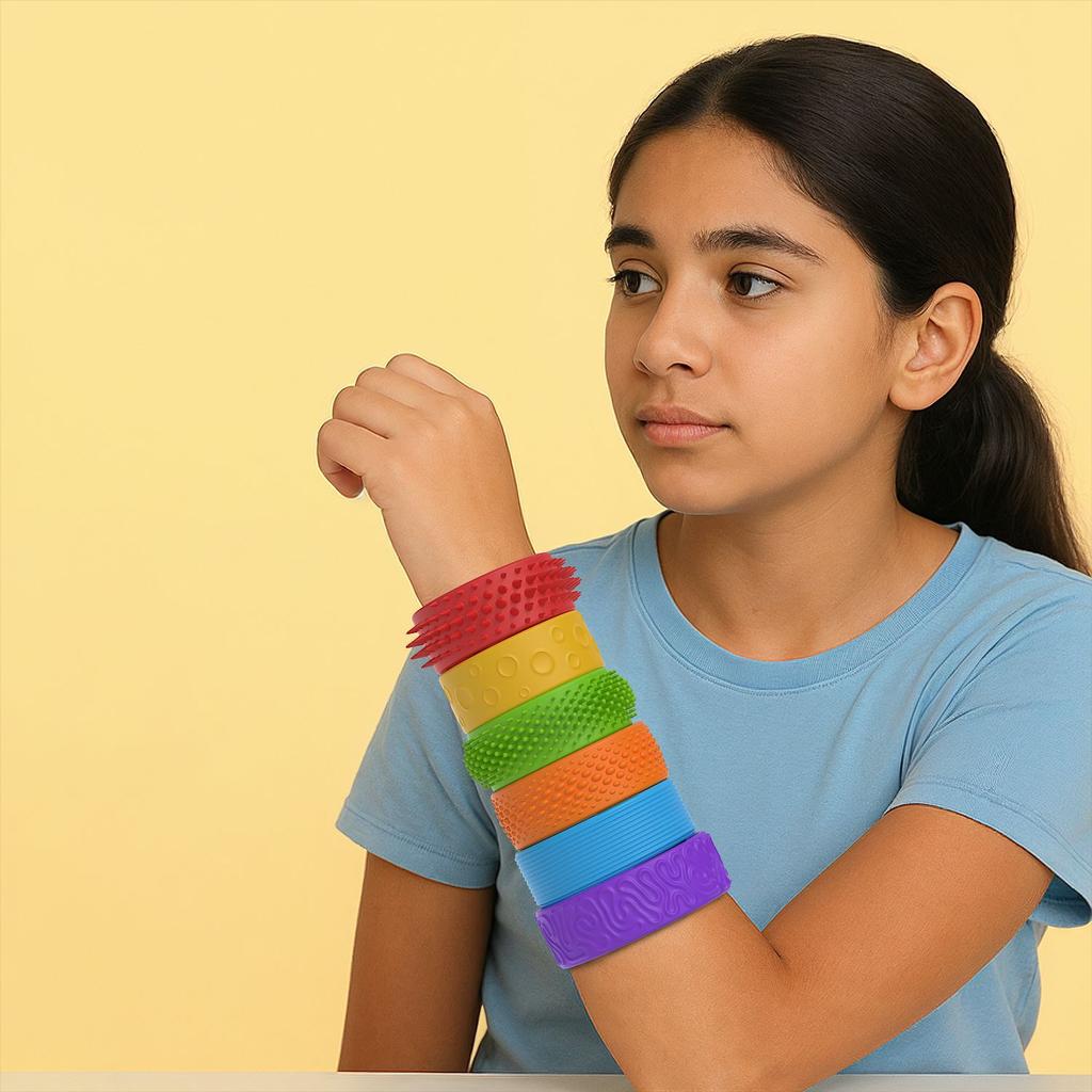 6 Pack Fidget Toys Slap Bracelets Textured Silicone Sensory Toys For Kids Autism Calming Sensory Toy For Special Needs Fidgets