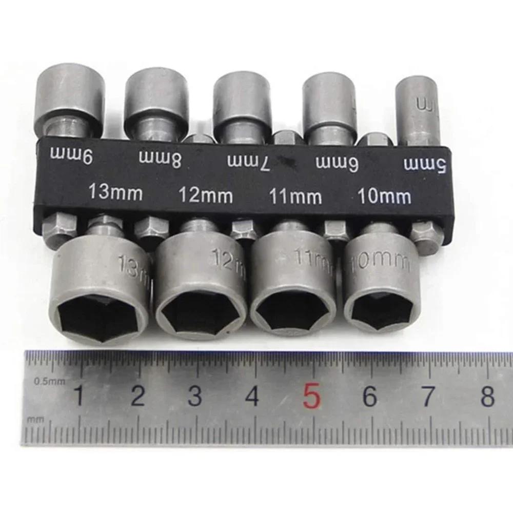 9/14Pcs Hex Socket Nut Driver Set Screwdriver Bits Tool Set 5mm to 12mm Socket Wrench for Mechanics and DIY