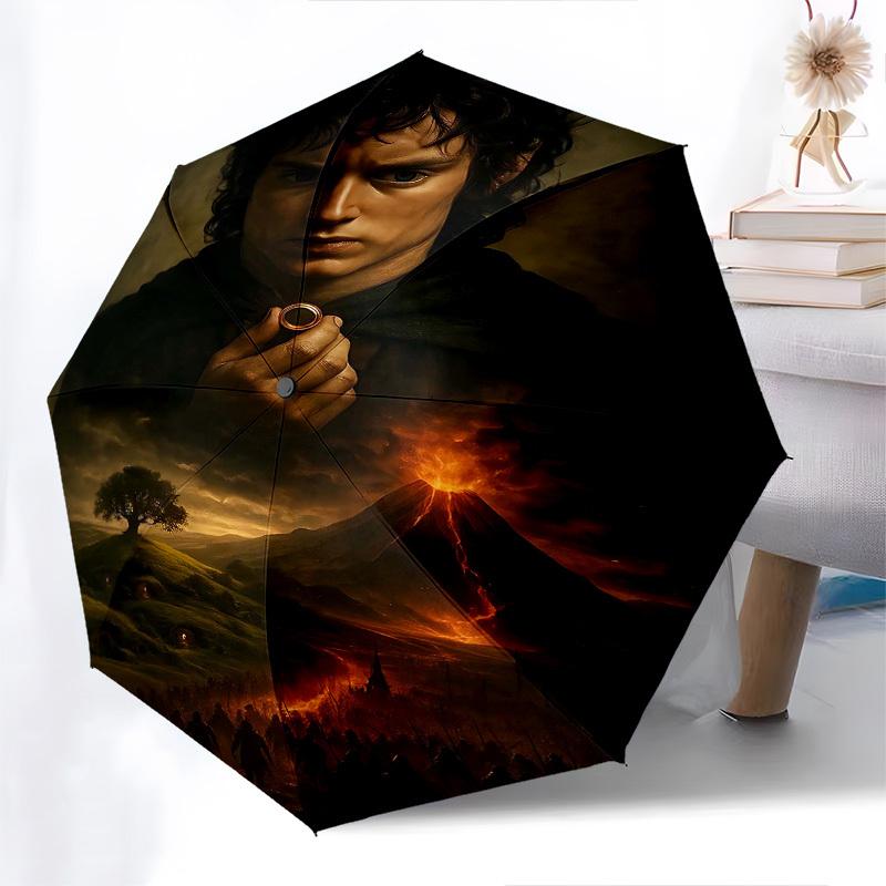 1pc Lord of the Rings Volcano Automatic Folding Umbrella - Compact 8-Rib Design, Durable Plastic & Iron1286L