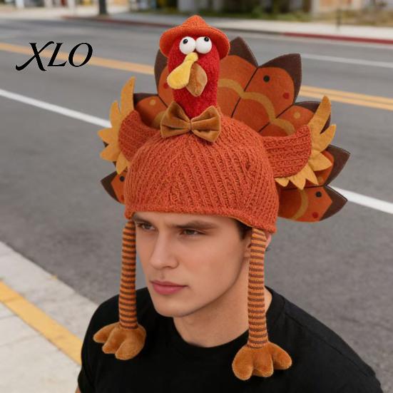 Soft Skin Friendly Holiday Hat Funny Turkey for Adults, Thanksgiving Costume Accessory, Novelty Creative Role Play Knitted Women, Men, Fall