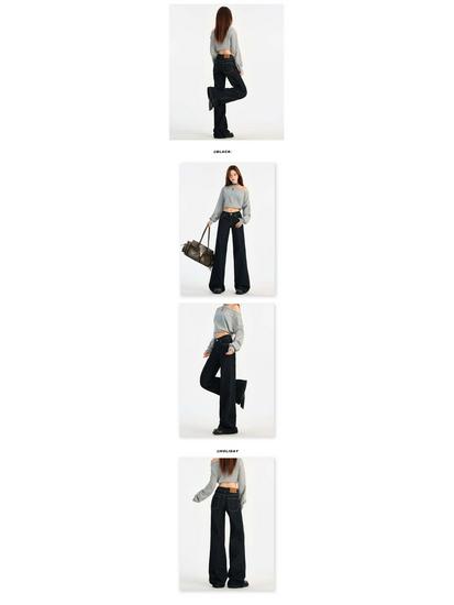 American Retro Low-Rise Flare Pants: Stylish Autumn/Winter Slimming Denim Jeans for Women.