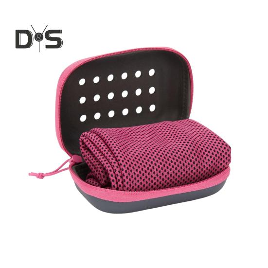 Cooling Towel with Storage Box Quick Dry Mesh Cool Towel Portable Gym Sweat Towel for Extreme Heat Yoga Running Hiking Fitness