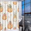 1pc Watercolor Pumpkin Bow Shower Curtain - Orange Pumpkin with Pale Pink and Teal Bows, Delicate Floral Decoration, with Hook