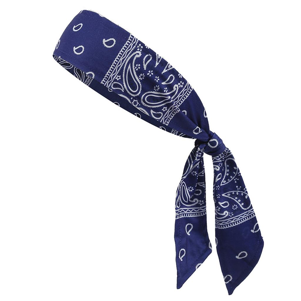 Unisex Paisley Print Tie Back Headband, Cooling Fabric, Sweat Wicking, Adjustable