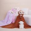 Coral Fleece Cartoon Hooded Nap Blanket Thick Hat Cute Ears Warm Cape Bath Towel Bathrobe