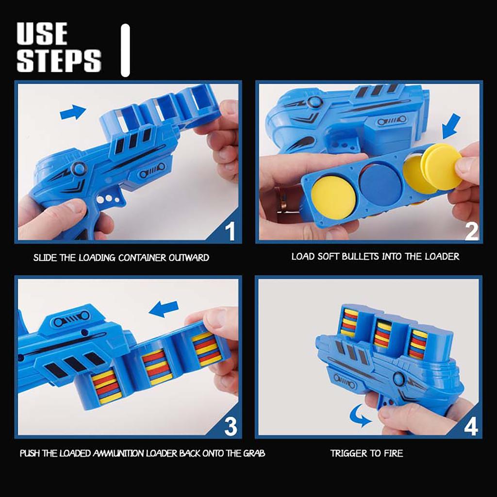 1Pc Foam Flying Saucer Guns Ejection Disc Toy With 25 Eva Soft Bullets Toy Gun Kids Summer Outdoor Games Interactive Sport Toys