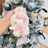 Kawaii Hello Kitty Plush Toy Keychain Sanrio Rabbit Ears Kt Cat Soft Stuffed Doll Pendant Car Key Ring Backpack Bag Decor