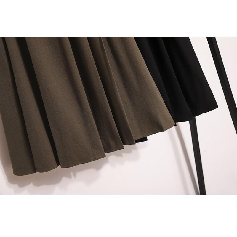 DIMANAF 2025 Nowe Wiosna Lato Damskie Długie Spódnice Plus Size Wysoki Stan Vintage Elastyczne Eleganckie Plisowane Spódnice Luźne