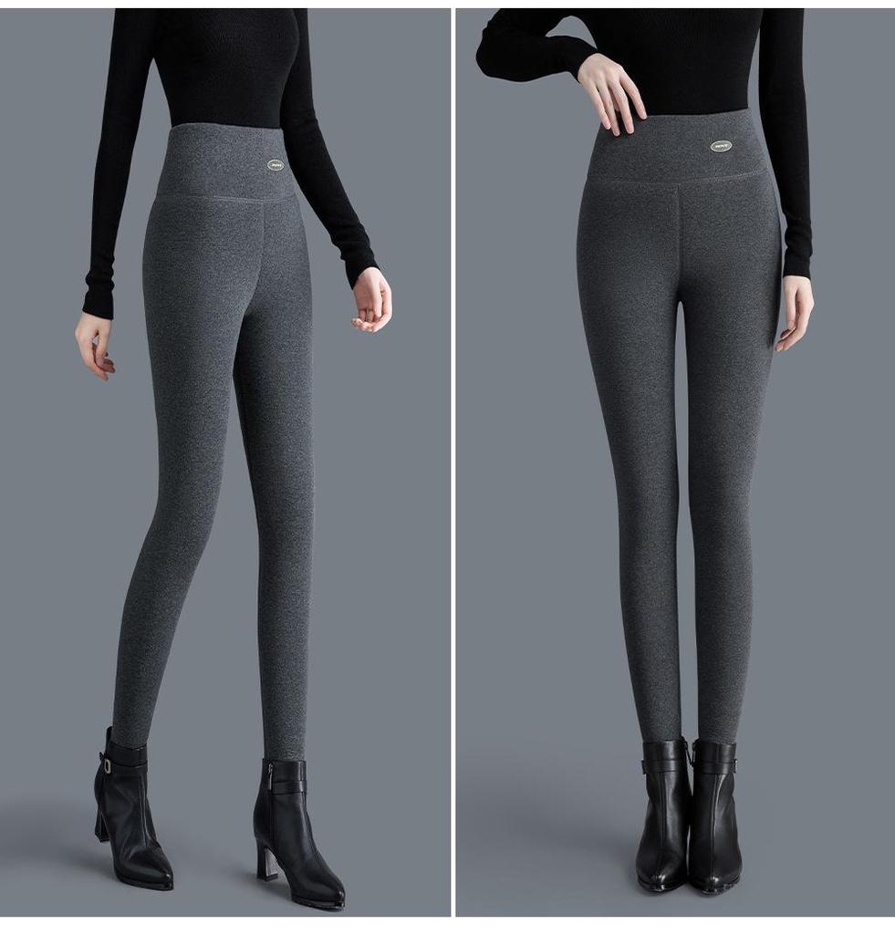 High-Waist Fleece-Lined Base Layer Pants for Middle-Aged and Elderly Women - Warm, Plus-Size, Autumn/Winter Style for Indoor/Outdoor Wear