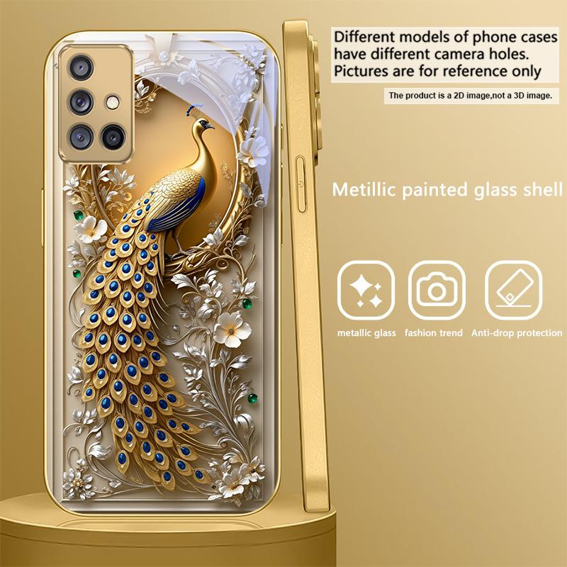 

Golden horse sculpture For Samsung A 31 32 A33 A34 35 14 A15 13 A16 25 26 50 52 53 54 55 56 70 71 72 73 Golden glass phone case Galaxy A21s