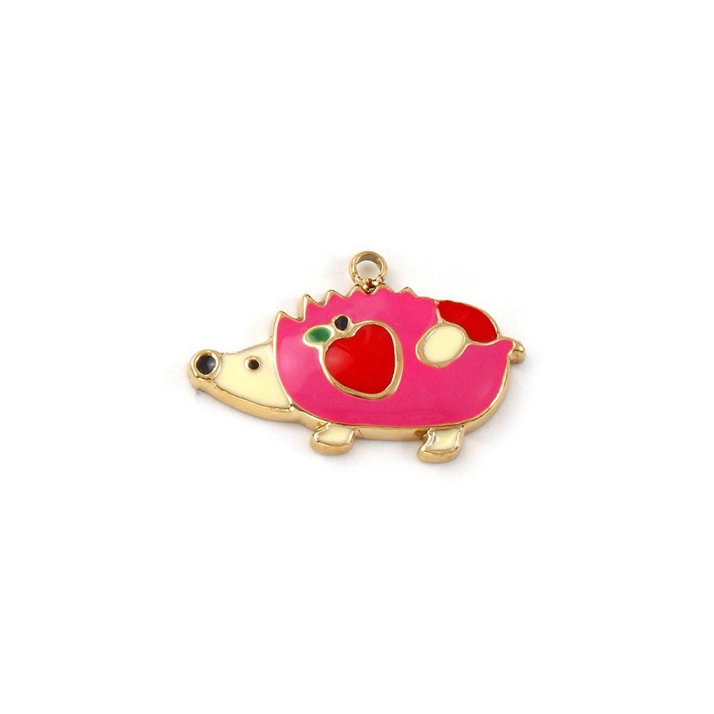 1pc Cute Enamel Hedgehog Snai 304 Stainless Steel Charms 18k Gold Plated Animal Pendants For Necklace Fashion Jewelry Making