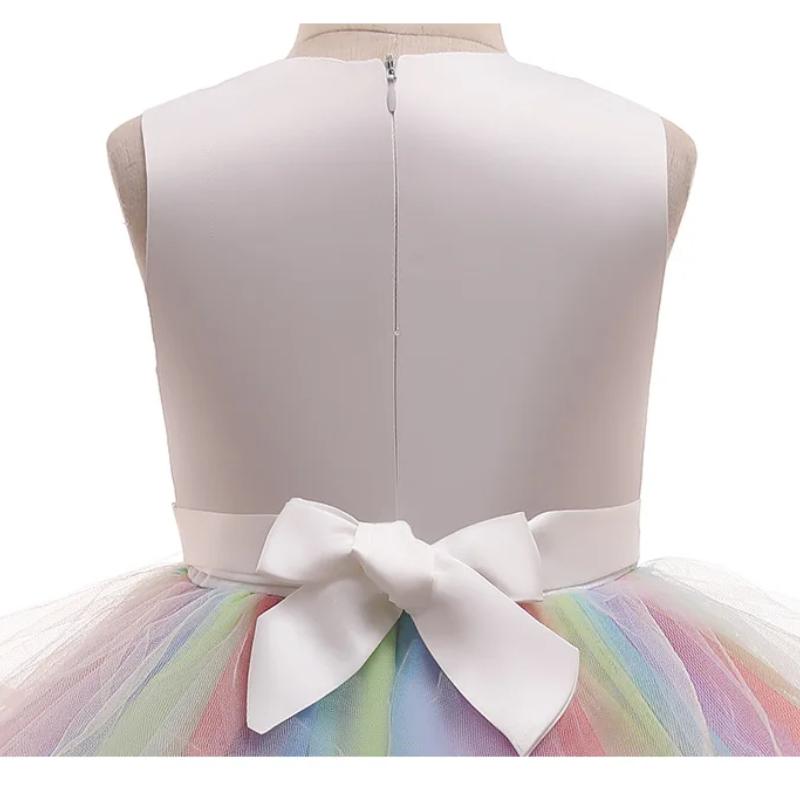 Unicorn Tutu Dress for Girls - Rainbow Princess Birthday Party Dress + Halloween Costume, 2-in-1 Kids Fancy Dress