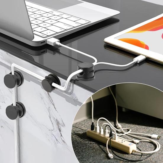 6Pcs Rotatable Cord Holder Adhesive Home Office Nightstand Desk Cable Organizer Magnetic Wire Management Clip Charging Cord