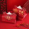 Leather Chinese New Year Tissue Box Cartoon Multi-function 2025 PU Napkin Box Waterproof Blessing Tissue Paper Holder