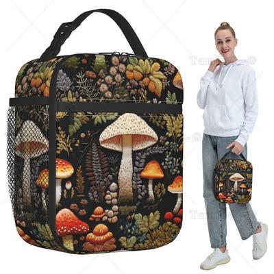 Plant Mushroom Pattern Insulated Lunch Bag for Kids School Cooler Thermal Food Box Tote Portable Lunch Boxes Container