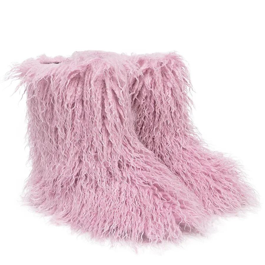 Winter Snow Boots Furry Shoes Women Fluffy Warm Faux Wool Boots Woman Teddy Fur Snow Boots Fashion Plush Short Boots Ladies