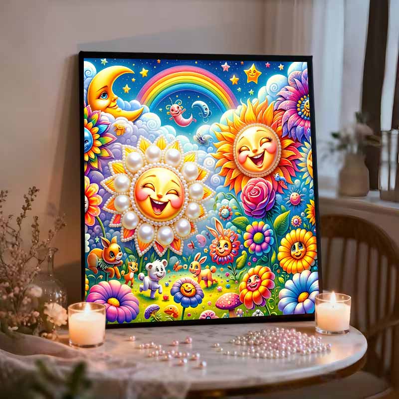 Flowers and The Moon Full 5D DIY Pearl Gem Art Diamond Painting Kits for Adults/Beginners Gift Idea Home Decor 11.81x11.81in