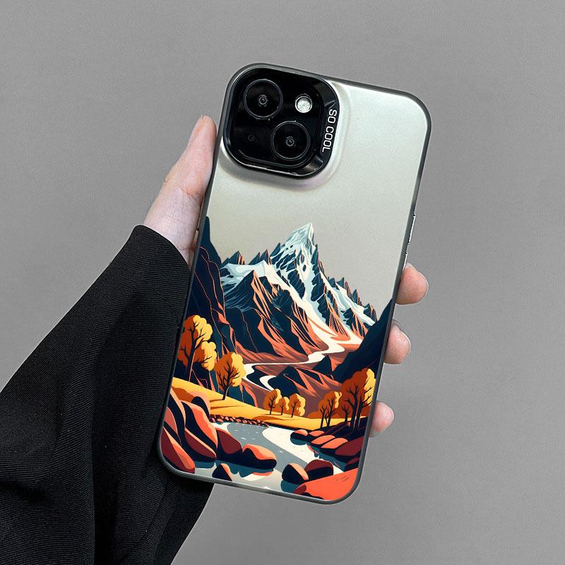 Mountain Scenery Peak Landscape Phone Case For iPhone 15 Pro Max 14 13 12 11 Pro Max Mini 15 14 Plus Shockproof Laser Back Cover
