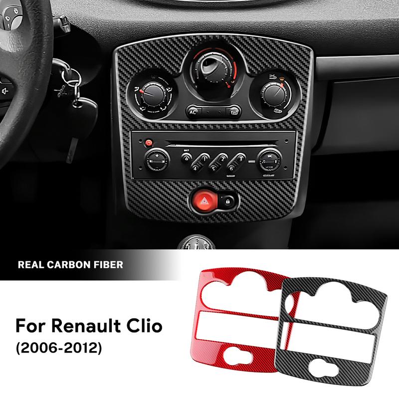 Dashbroad Trim Car AC CD Panel For Renault Clio 3 2006 2007 2008 2009-2012 Center Console Carbon Fiber Sticker Auto Accessories