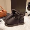 Women's Large Size Leather Thick Sole Soft Sole Winter Warm Fur Snow Boots Padded Lined Ankle Boots Non-Slip Hiking Sports Cotton Boots