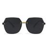 New European and American plain makeup large frame frameless sunglasses gradual change color versatile sunglasses women's fashion sunglasses