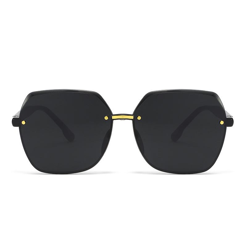 New European and American plain makeup large frame frameless sunglasses gradual change color versatile sunglasses women's fashion sunglasses