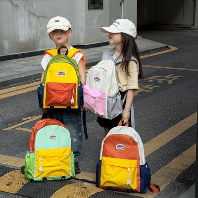 Schoolbag1011 New Kindergarten Primary School Schoolbag Contrasting Backpack Children's Color Matching Backpack Boys and Girls Leisure Travel Bag