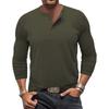 Mens Casual Long Sleeve Solid Henley Neck T Shirt