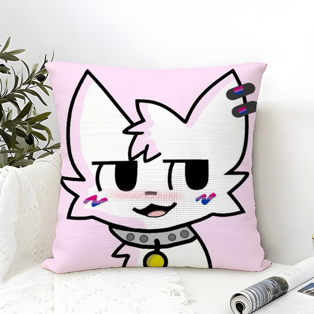 BBoykisser Silly Cat Cute Pillow Case Cotton Linen Fabric Square Zipper Pillowcase Home Decorative Living Room