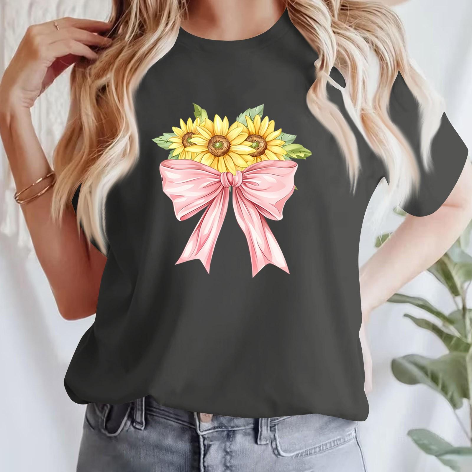 

Женская повседневная футболка с принтом, пуловер с круглым вырезом, топ с короткими рукавами XXL