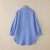 ZANZEA Blusa Casual para Mujer con Cuello Solapa Dobladillo Asimétrico Manga Larga Holgada
