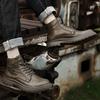 New Retro Men's Genuine Leather Work Boot  Fashionable High-Top Laced Walking Boot Outdoor Durable  Comfortable And Casual Boots