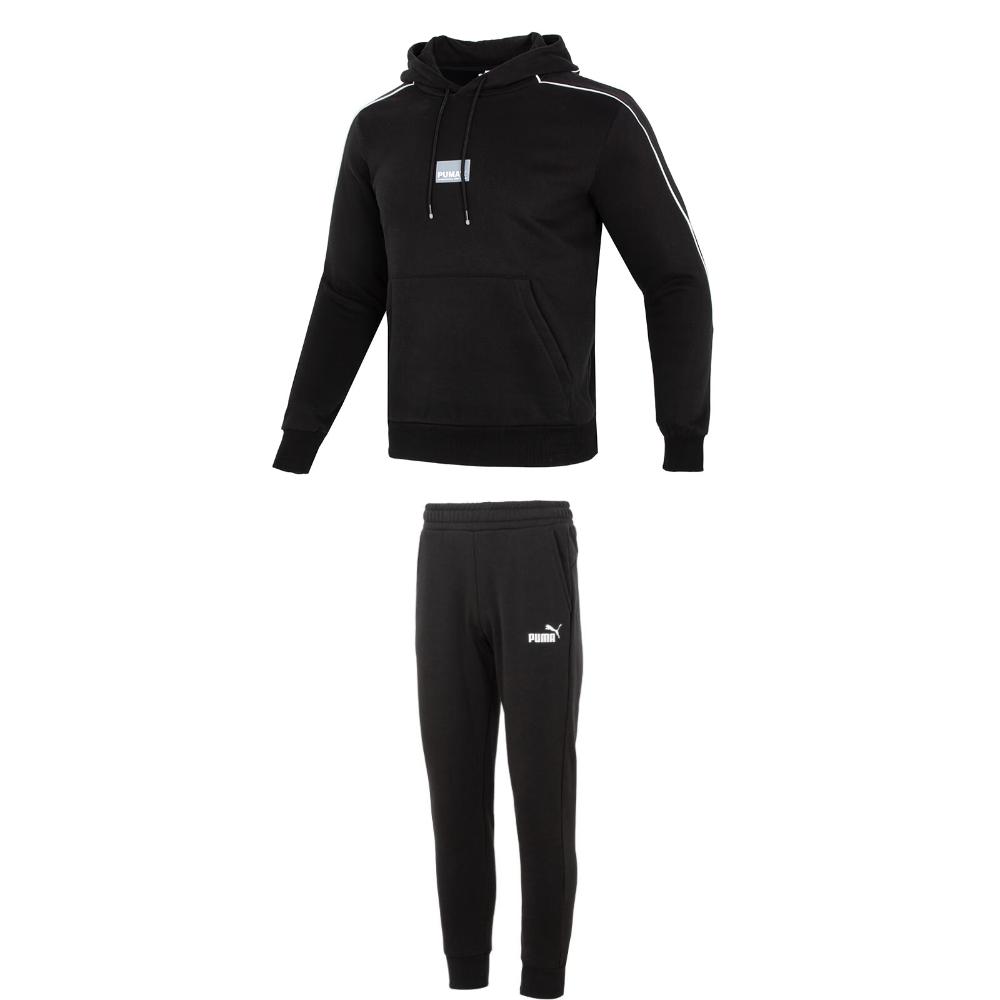 

Puma Тренировочное худи и флисовые длинные брюки средней посадки на кулиске, повседневный спортивный комплект, мужские комплекты, черный 599355+682724 2XL