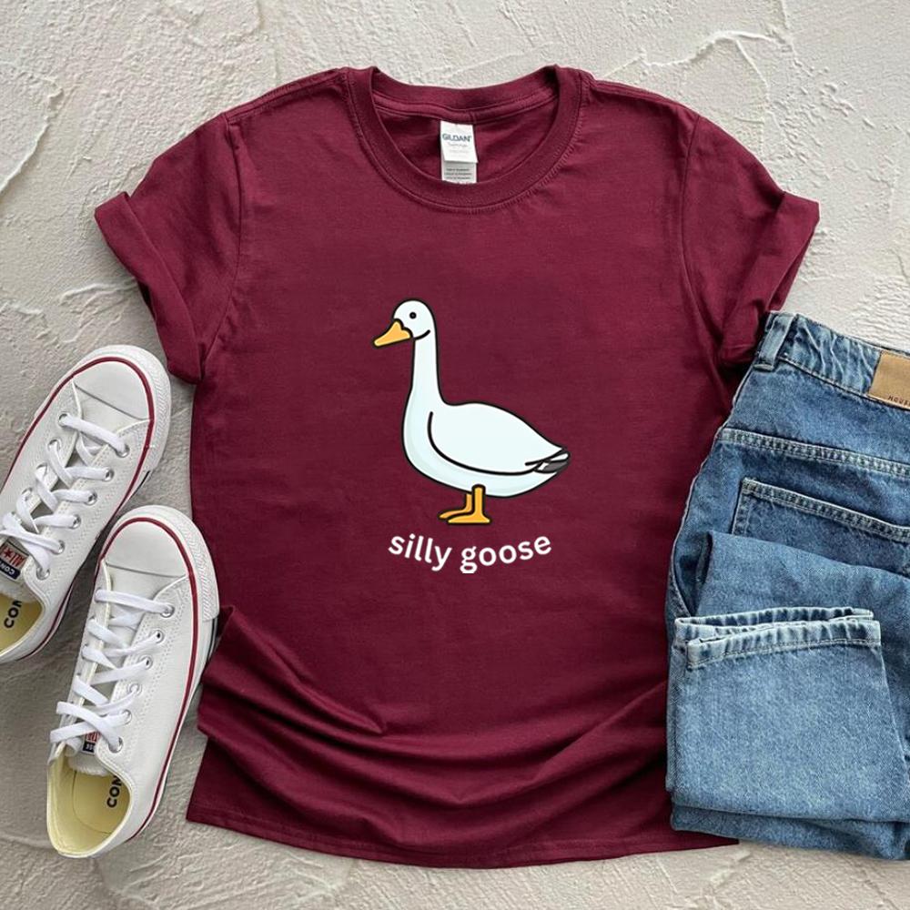Silly Goose TShirt Cute Goose Short Sleeve Shirts Silly Goose University Shirt Funny Goose Tee Unisex Trendy Summer Casual Tops