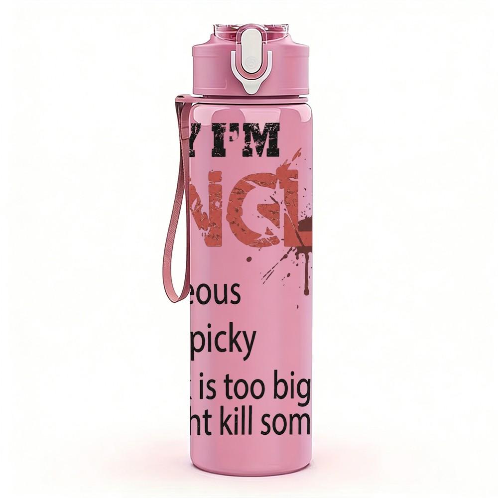 1PC Why Single Text 750ml sports water bottle leakproof straw lid outdoor office home