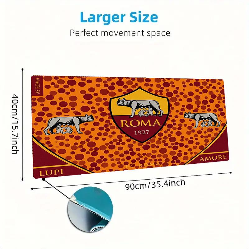 AS Roma Logo Color Mouse Pad Large Gaming Table Cushion Non-slip Laptop Tablet Big Mousepad XXL Mat Mini PC Playmat With Lock edge