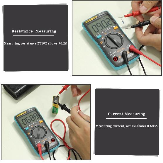 BSIDE Digital Multimeter ZT301 True-RMS DC/DA Voltmeter Ammeter Multimetro DMM Resistance Ohm Cap Hz Temp Tester