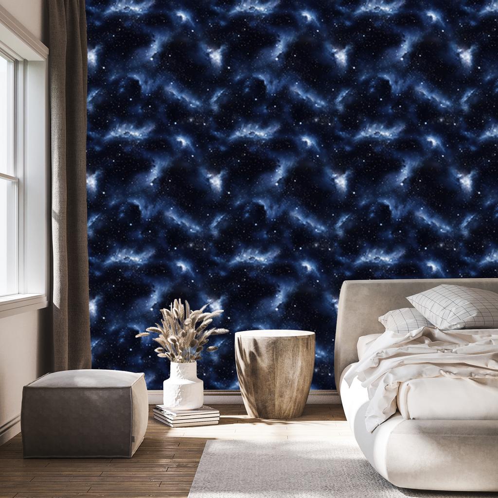 Watercolor Galaxy Wallpaper Navy Blue and Navy Blue, Fine Detail 50x1000