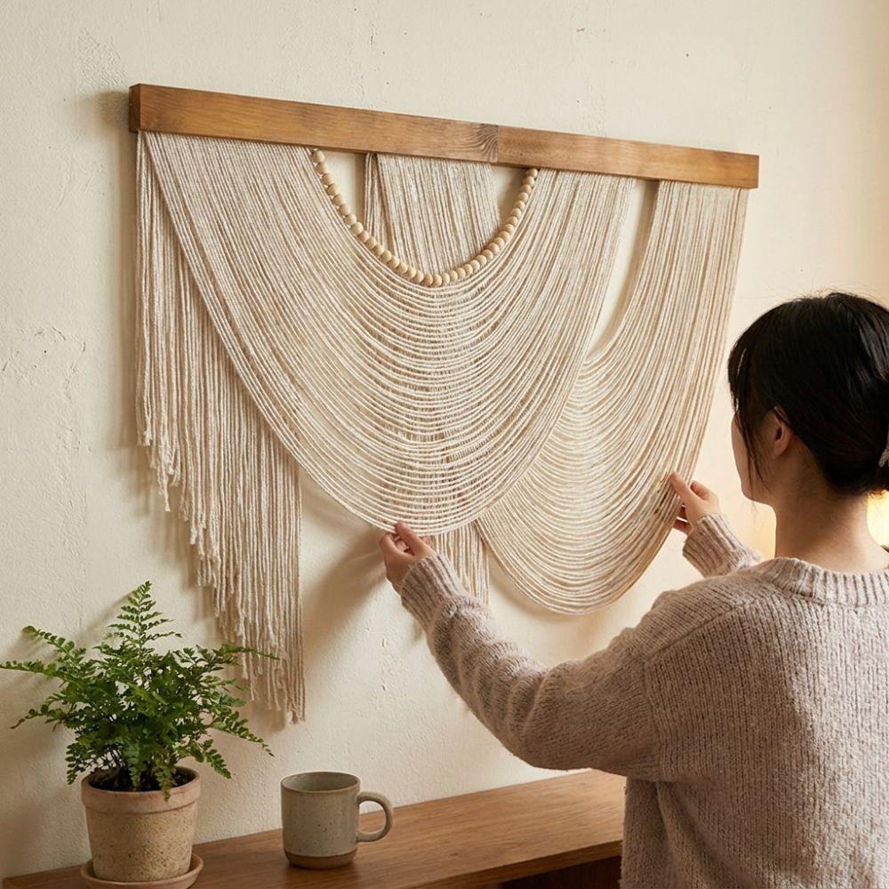 Wall Art Bohemian Wall Decor Hand-Woven Curtain Tapestry Creative Wall Hanging Pendant Living Room