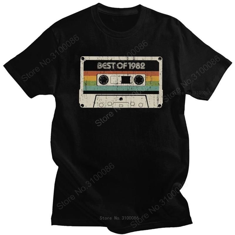 Vintage Best Of 1982 T Shirt Men 38th Birthday Cassette T-shirt Short Sleeves  O-neck Cotton Tshirt Fashion Tee Top Merchandise