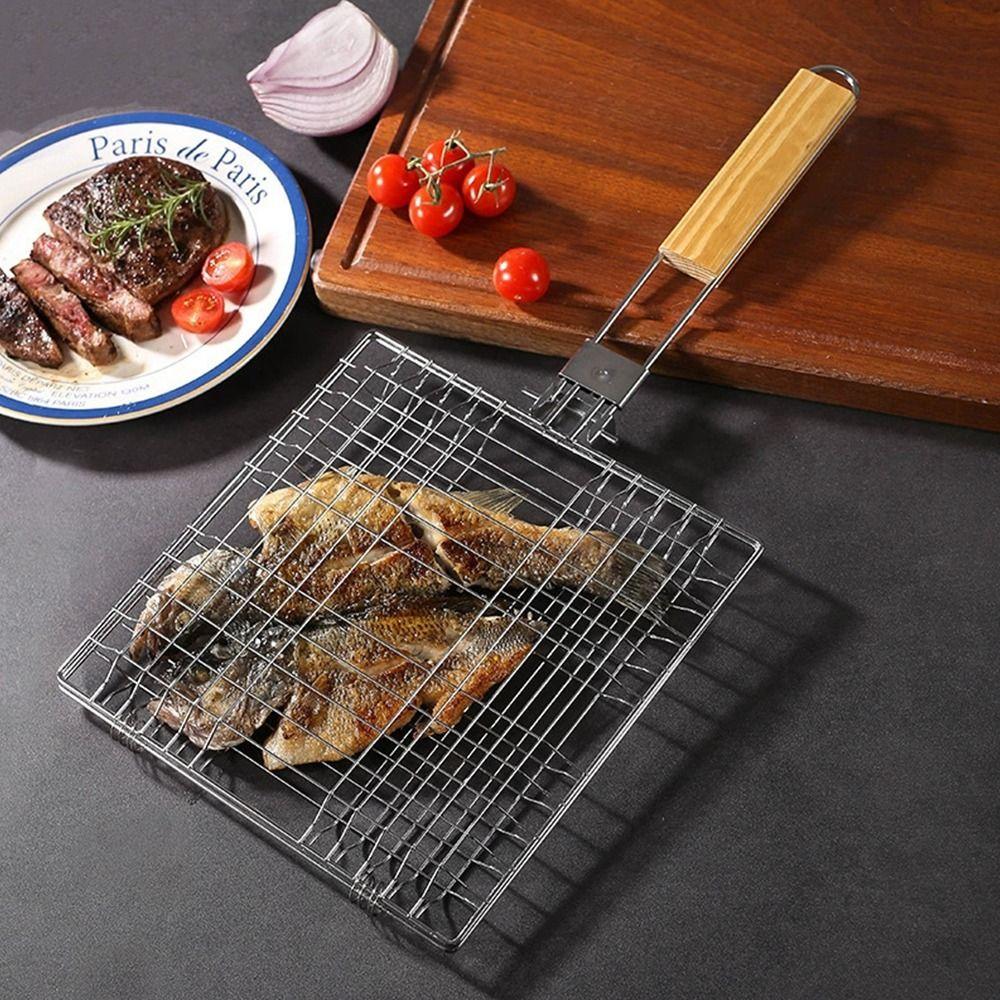 Easy To Clean Portable BBQ Net With Handle BBQ Grilling Basket Durable Grill Basket  Grilled Fish