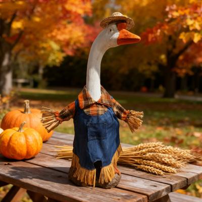 Obleček pro husu na verandu Krůta/Strašák/Oblečení Santy Pasuje na 23palcovou sochu husy z cementového plastu pro dekoraci dvora, terasy na Sklizeň, Podzim, Díkůvzdání, Vánoce