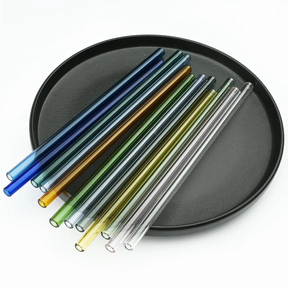 Glass Straw 12Pcs Glass Straw Set 8'' 200mm Long Reusable Straws with Cleaning Brush for Tumblers Cups Mason Jars