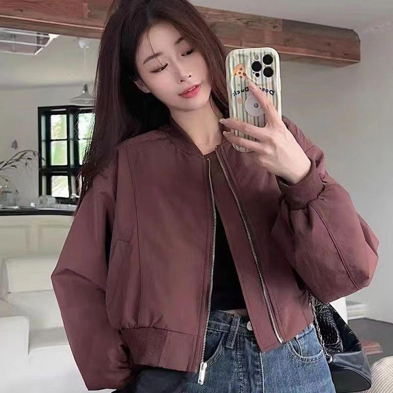 Women's Retro Short Jacket Early Spring Loose Slimming Casual Versatile Baseball Jacket