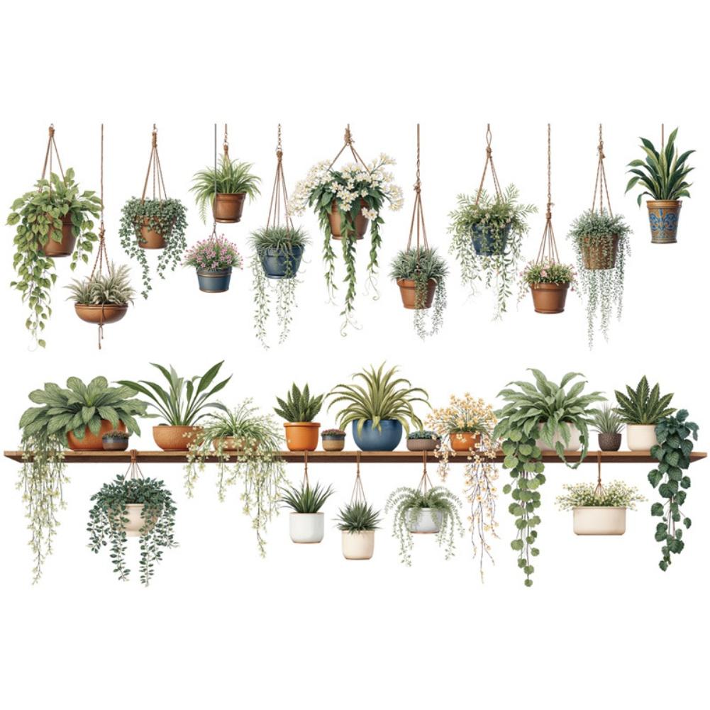 Interior Design Green Plants Wall Decal Easy Application Wall Stickers Artificial Creative Customization Stickers