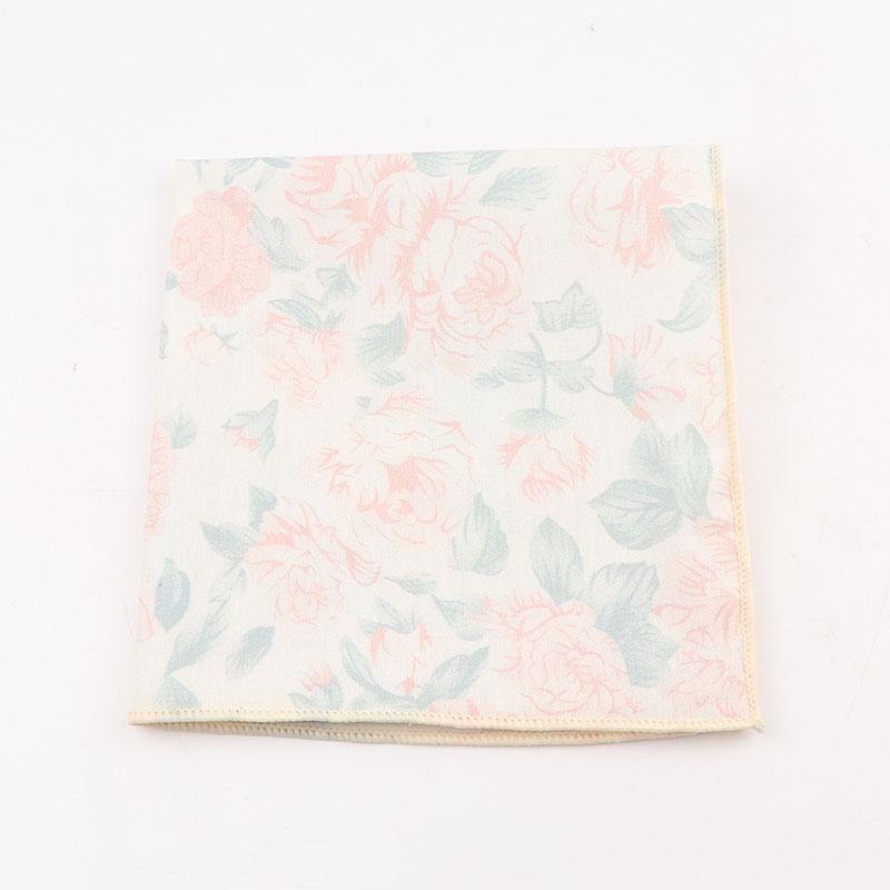 25cm Vintage Floral Cartoon Printed Handkerchief Cotton Women Men Wedding Suits Pocket Square Adult Gift Accessory High Quality